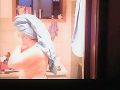Chubby blonde wife spied in bathroom