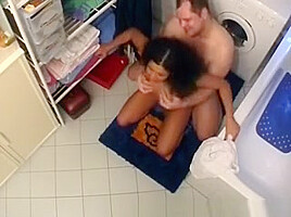 Chunky Perv Pumps Beautiful African teen 18+ In The Restroom