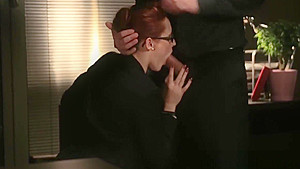 Classy redhead cum soaked