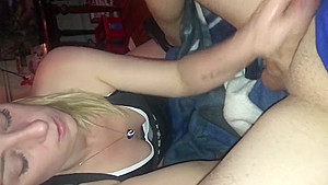 Cock sucking blonde in thong
