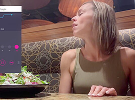 Cumming Hard In Public Restaurant With Lush Remote Controlled Vibrator