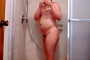 Curvy Trans Satana Kennedy Enema Belly Inflation In Shower