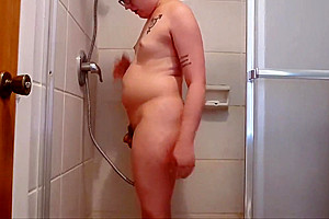 Curvy Trans Satana Kennedy Enema Belly Inflation In Shower