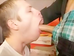 Cute boy sucks a big dick of his friend