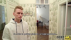 Debt4k  Collector bangs virgin asshole of the pretty wife Candy Kay to write off the debt