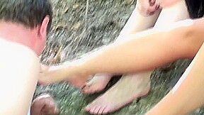 Dirty feet licking for two in the forest by Foot Girls