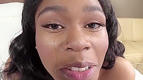 Ebony Cutie Amber Cums Multiple Times On Casting!