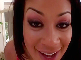 Ebony Hottie Pink Loves Having Anal Threesomes With Two White Cocks And Tasting Their Cum