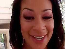 Ebony Hottie Pink Loves Having Anal Threesomes With Two White Cocks And Tasting Their Cum