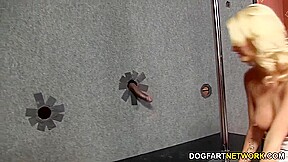 Emily Austin sucks black gloryhole cock
