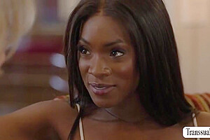 Emma Rose - Hot Ebony Lets Her Ts Wife Lick And Bang Her Wet Pussy