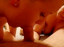 Ex-GF and MilF Double Blowjob! Great Head! Huge Cumshot! Threesome