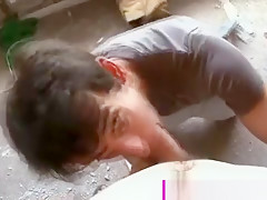 Exhibitionist gay blowjob in public