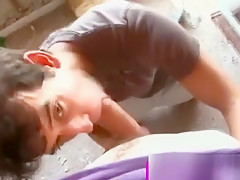 Exhibitionist gay blowjob in public