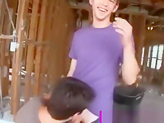 Exhibitionist gay blowjob in public