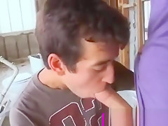 Exhibitionist gay blowjob in public