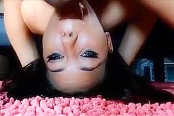Facefuck upside down cum in throat for hotty