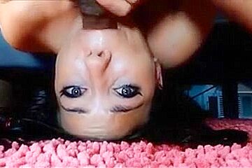 Facefuck upside down cum in throat for hotty