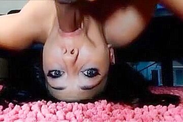 Facefuck upside down cum in throat for hotty
