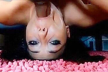 Facefuck upside down cum in throat for hotty