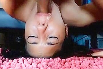 Facefuck upside down cum in throat for hotty