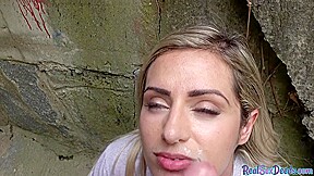 Facial babe enjoys POV cocksucking and pussy sex for money