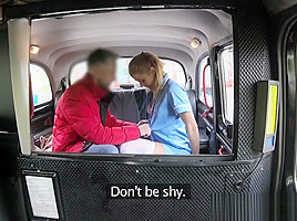 Fake Taxi Nurse in sexy lingerie has car sex