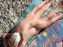 Fat nudist man and skinny wife fuck