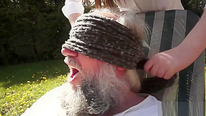 Fetish babe sucks old man