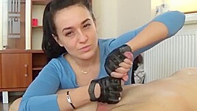 Fingerless gloves - handjob