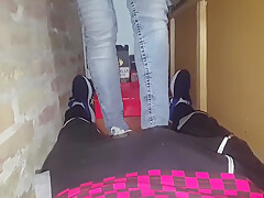 Footjob At Work In The Warehouse