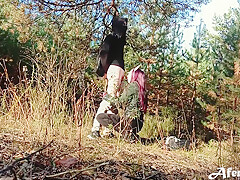 Foxy Passionate Blowjob And Doggystyle Fuck In The Forest