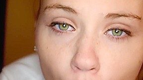 Fresh Blonde Teen 18+ With Green Eyes Is Kneeling On The Floor And Sucking Her Lovers Dick