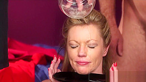 Frisky idol gets sperm load on her face swallowing all the load