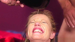 Frisky idol gets sperm load on her face swallowing all the load