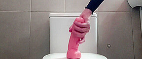 Fucking A Dildo In The Bathroom Of My House
