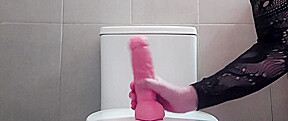 Fucking A Dildo In The Bathroom Of My House