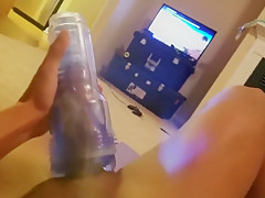 Fucking my clear fleslite on my yoga mat