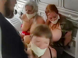 Funny - 8 bondaged girls prepared for transportation