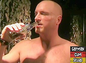 German masked bottom in sling gangbanged and mouth jizzed