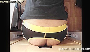 Gloryhole mature breeded from behind during blowjob