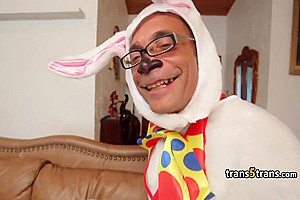 Guy Fucks Easter Bunny Tgirl