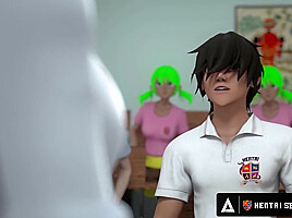 HENTAI SEX SCHOOL - Busty Hentai Teacher Shows Class Sex Techniques With Horny Students! CREAMPIE