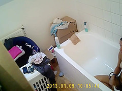Hairy teen 18+ Masturbates With Shower Head In Front Of Friend