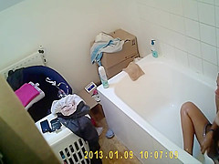 Hairy teen 18+ Masturbates With Shower Head In Front Of Friend