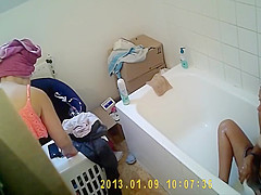 Hairy teen 18+ Masturbates With Shower Head In Front Of Friend