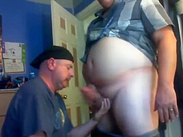 Hidden-Step daddy sucking chub fat cock