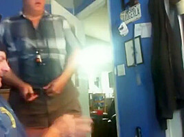 Hidden-Step daddy sucking chub fat cock