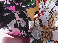 Honey on the bus got a-hole upskirt