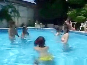 Horny Japanese Beauties Play All Naked In The Pool